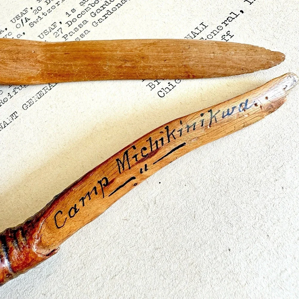 VTG Antique Camp Michikinikwa Indiana Carved Letter Opener Chief Little Turtle